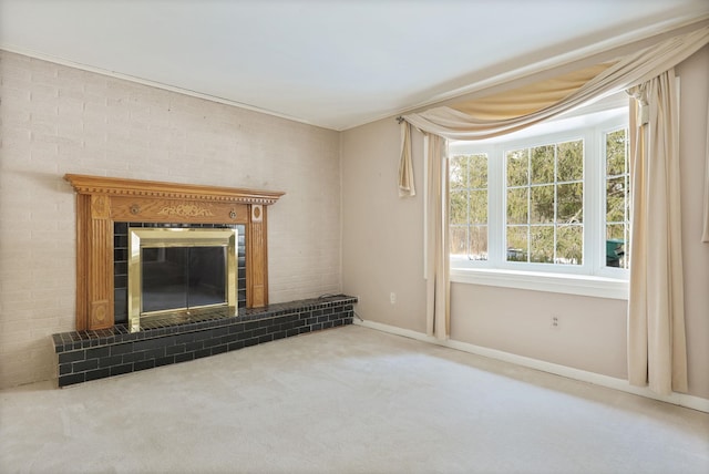 unfurnished living room featuring carpet floors