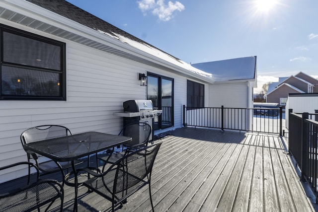 deck featuring grilling area