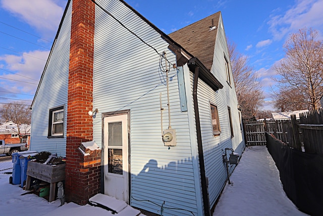 view of snowy exterior