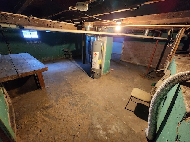 basement with water heater