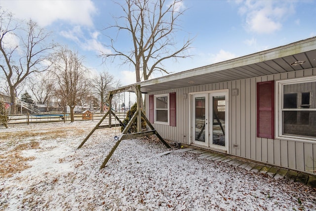 view of yard covered in snow