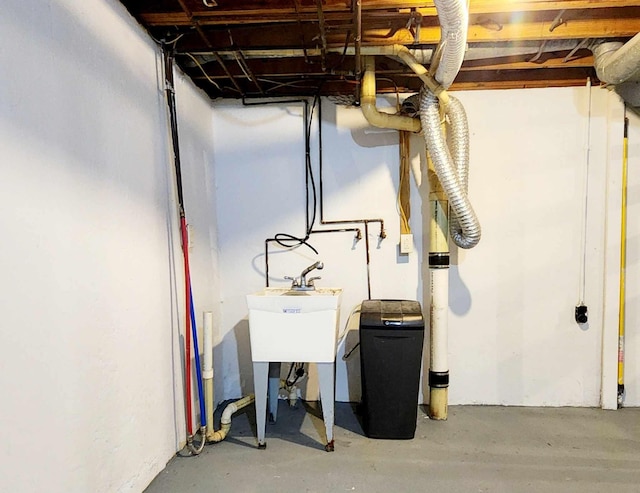 basement with sink