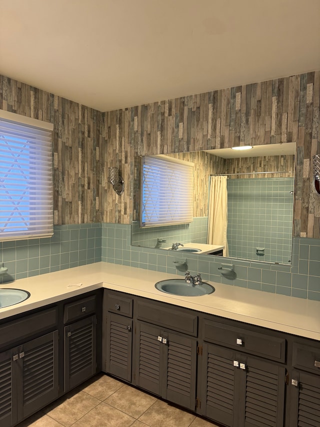 bathroom featuring vanity and tile patterned flooring