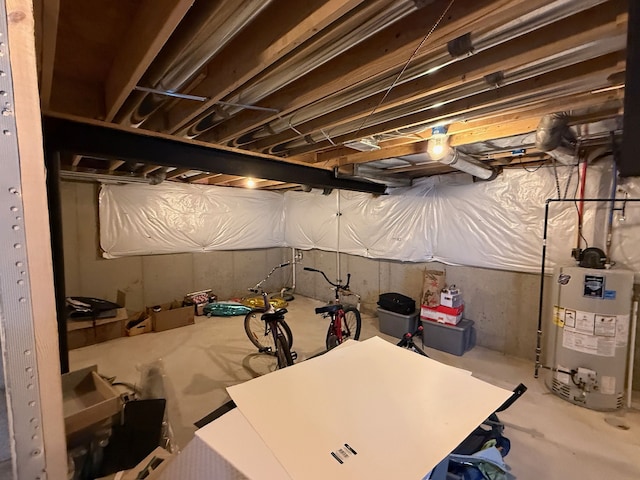 basement featuring water heater