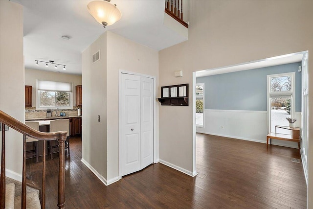 hall featuring dark hardwood / wood-style flooring