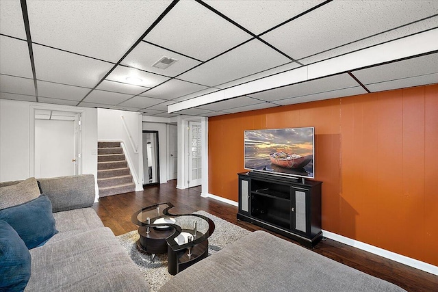 living room featuring dark hardwood / wood-style flooring