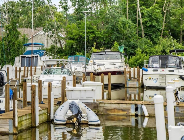 view of dock featuring a water view