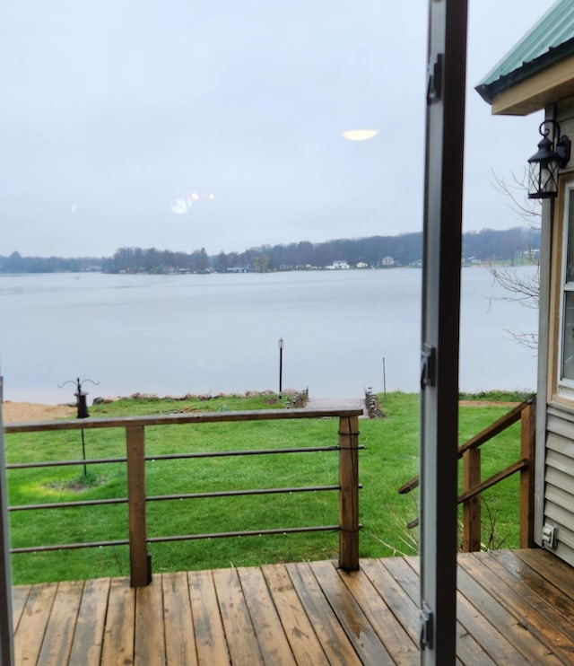 9318 School St, Lake, MI 48632 - deck featuring a water view and a lawn