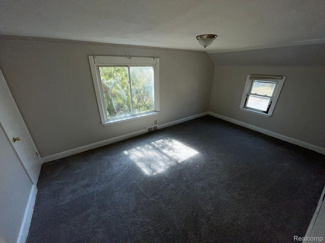 19254 Keystone St, Detroit, MI 48234 - unfurnished room with dark colored carpet and lofted ceiling