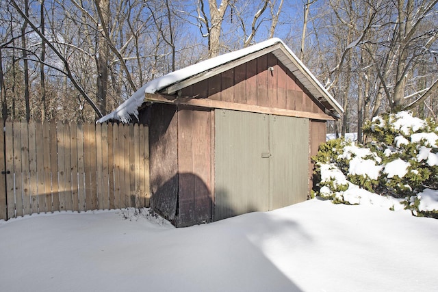 view of snow covered structure