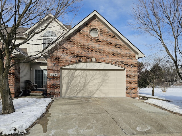 exterior space with a garage