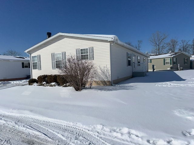 view of snow covered exterior