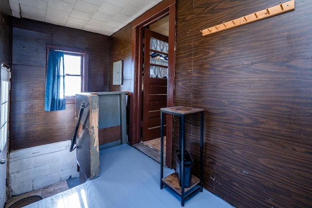 interior space with wood walls