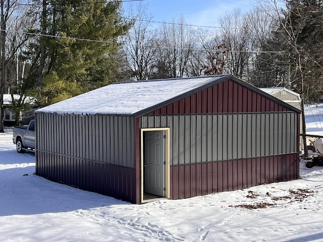 view of snow covered structure