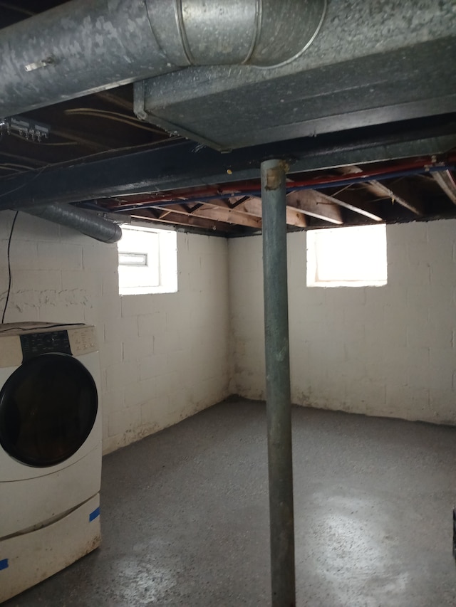 basement featuring washer / clothes dryer