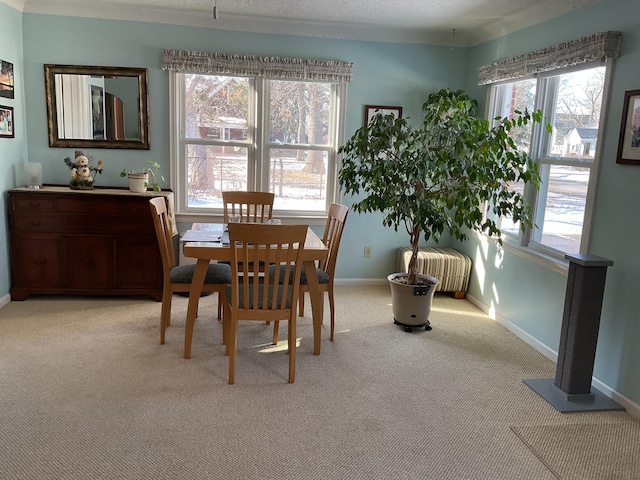 view of carpeted dining space