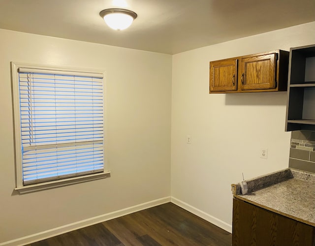 kitchen with dark wood-type flooring