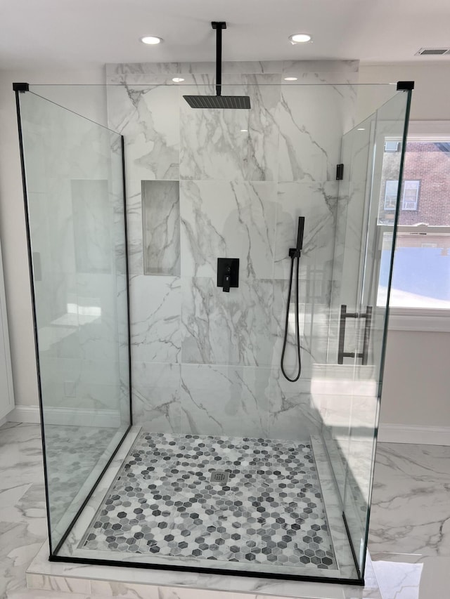 bathroom featuring walk in shower