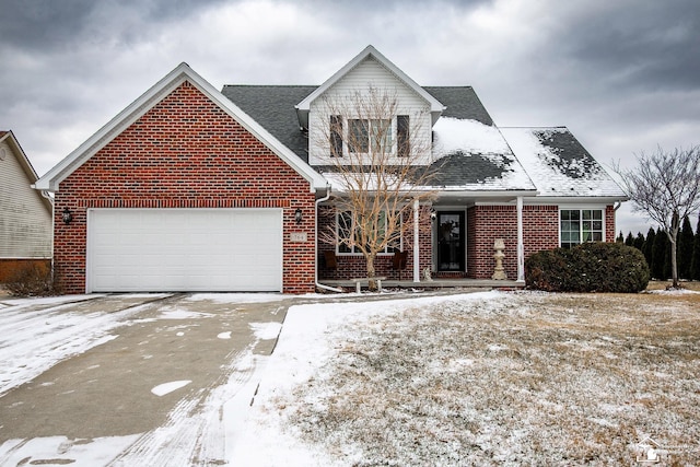 view of front of home with a garage