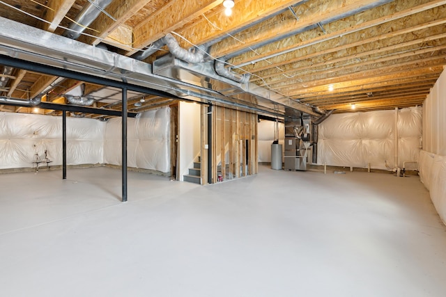 basement with heating unit