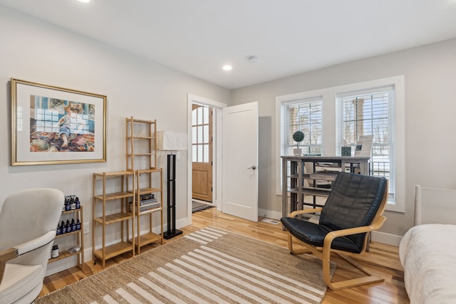 living area featuring light hardwood / wood-style flooring