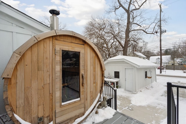 view of snow covered structure