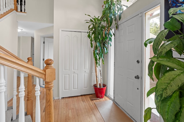 foyer with light wood-type flooring