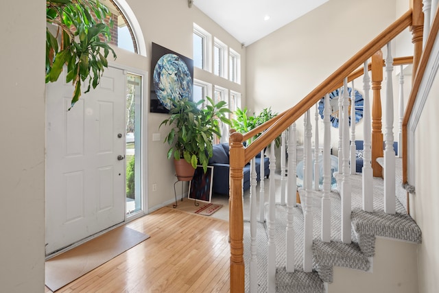 entrance foyer with light hardwood / wood-style flooring