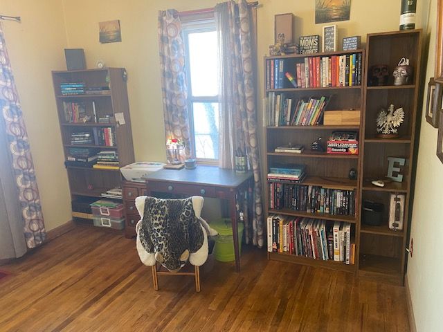 office space featuring dark hardwood / wood-style flooring