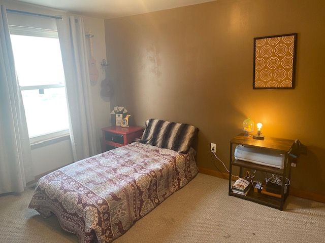 bedroom with carpet floors