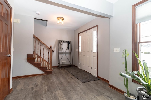 entryway with wood-type flooring