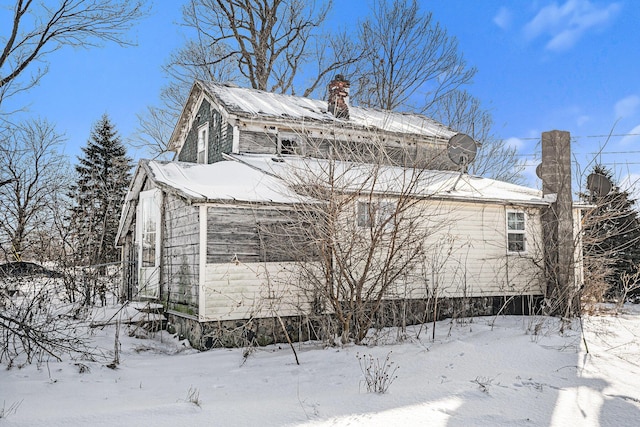 view of snow covered exterior