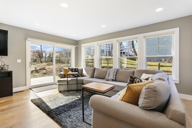 living room featuring light hardwood / wood-style floors