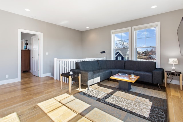 living room featuring light wood-type flooring