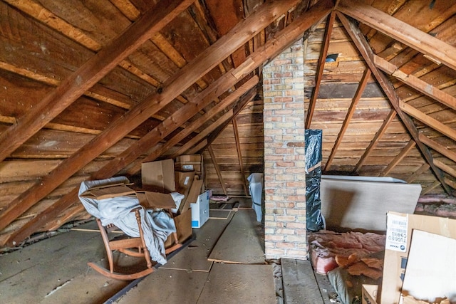 view of unfinished attic