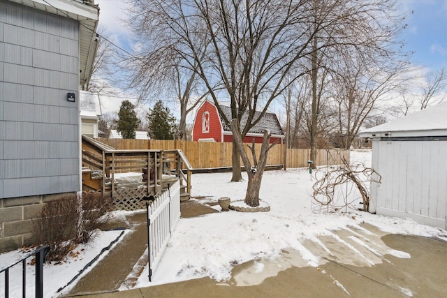 view of yard covered in snow