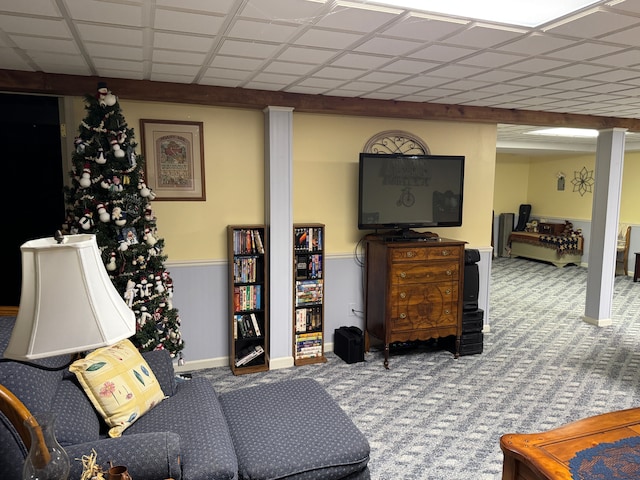 living room featuring carpet flooring