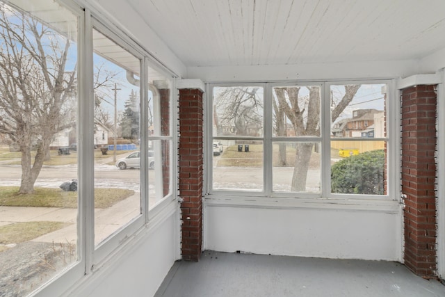 view of unfurnished sunroom