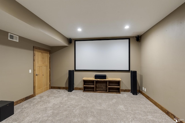 cinema room with carpet floors