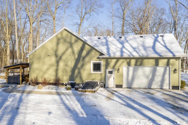 exterior space with a garage