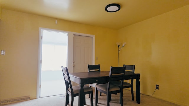 view of carpeted dining room