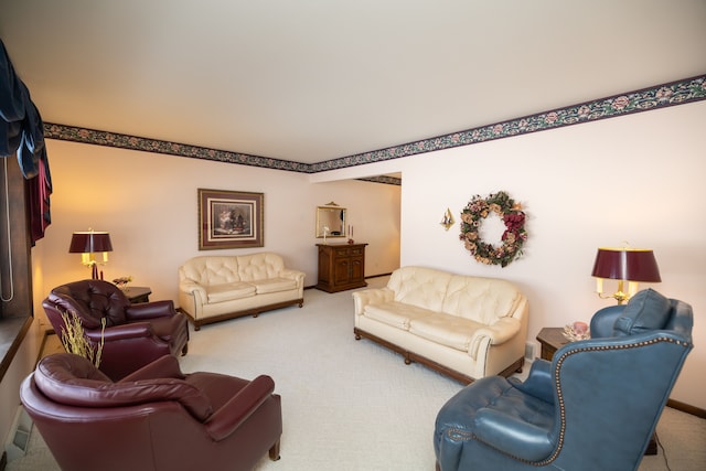 living room with carpet flooring