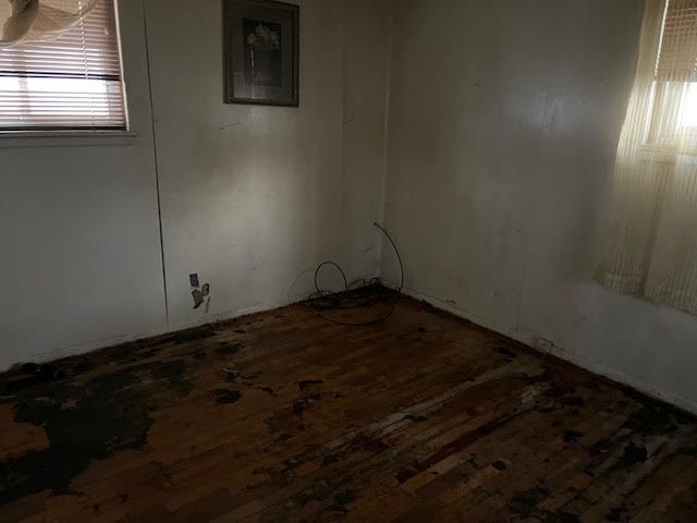 unfurnished room with hardwood / wood-style flooring