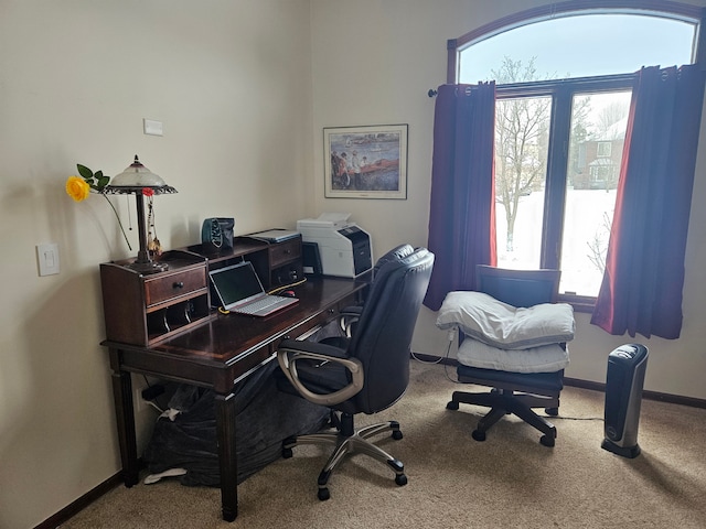 view of carpeted home office