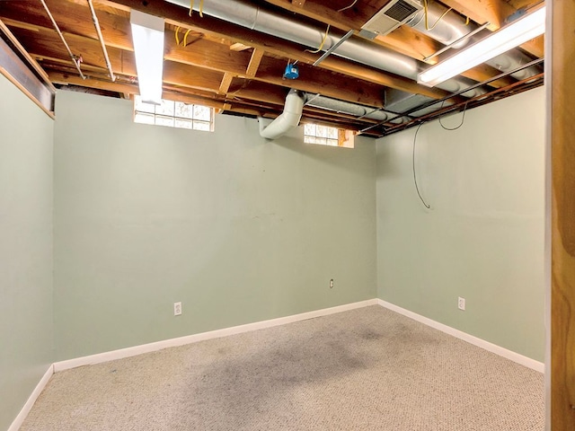 basement featuring carpet