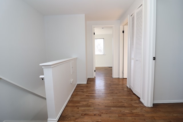 hallway with dark hardwood / wood-style floors