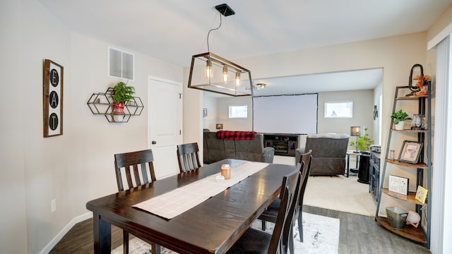 dining room with wood-type flooring