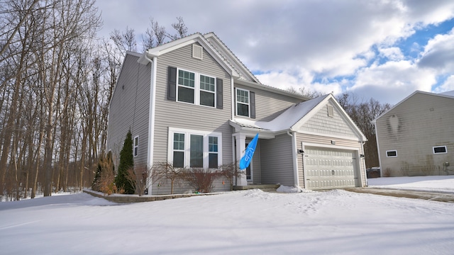 view of front property with a garage