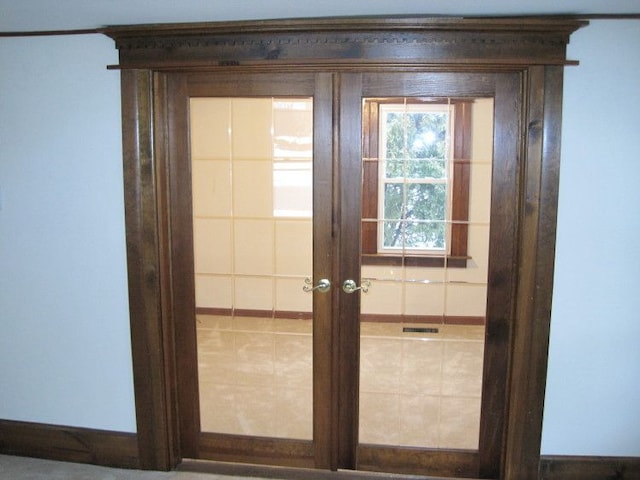 doorway to outside featuring french doors