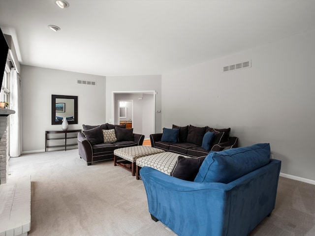 living room featuring carpet floors